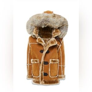 Jordan Craig Shearling Hooded Toggle Coat